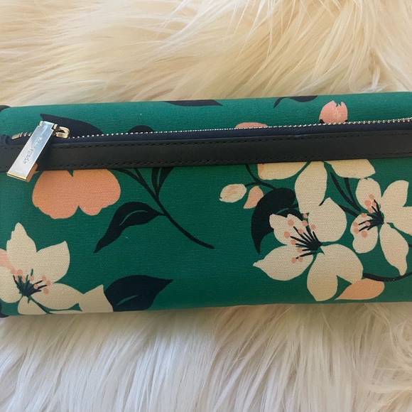 Kate Spade Lucia Lily Blooms Medium Purse and Wallet Set Green Navy Pink - Picture 13 of 15